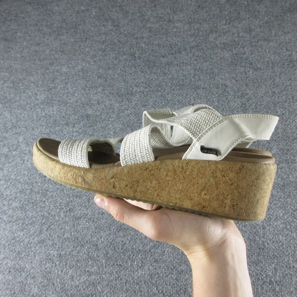 Skechers Arch Fit Sandals Womens Size 8.5? White Strappy Wedge Comfort Platform